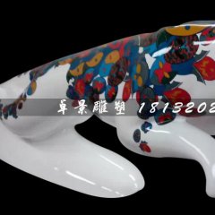 玻璃鋼豹子雕塑，玻璃鋼彩繪雕塑