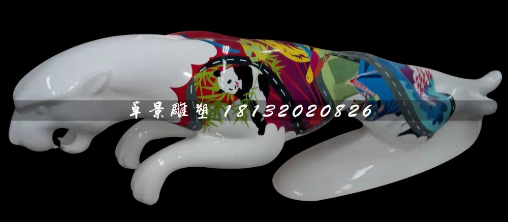 玻璃鋼豹子雕塑，玻璃鋼彩繪雕塑 (2)