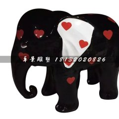 玻璃鋼彩繪大象，彩繪玻璃鋼雕塑