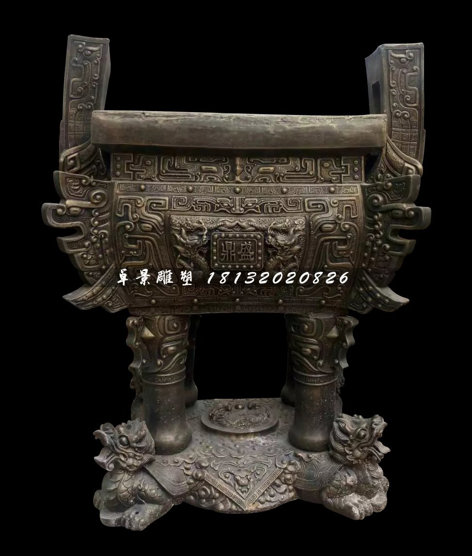 銅鼎，四足銅鼎,廣場銅鼎雕塑 (1)