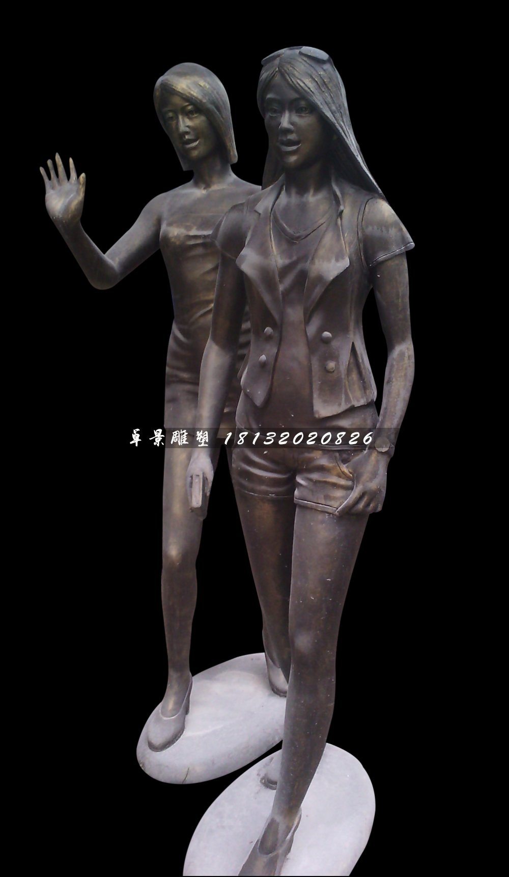 時(shí)尚女郎銅雕，街邊人物銅雕