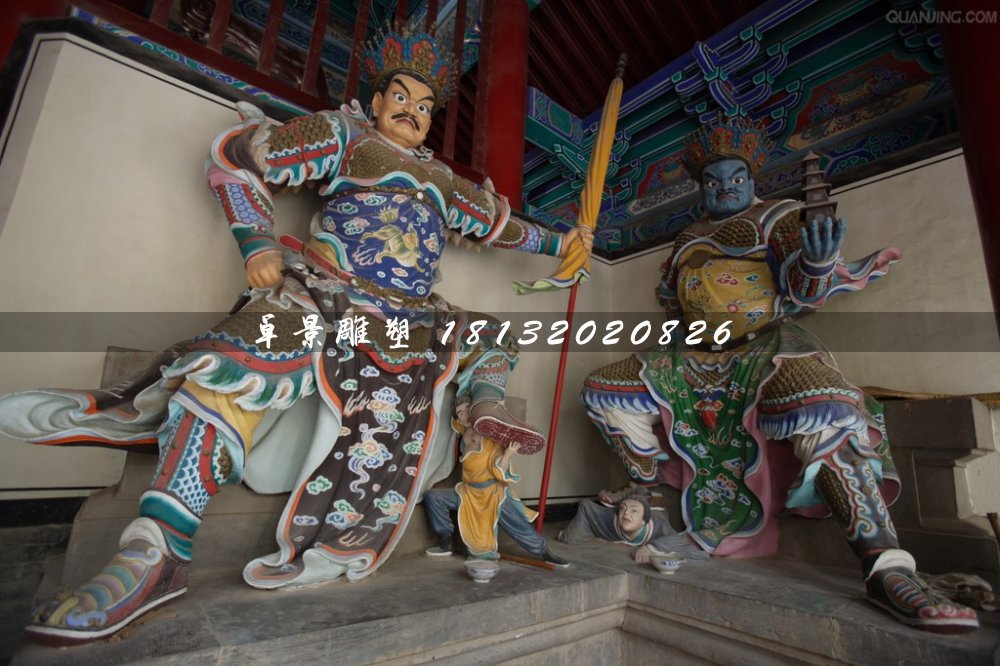 四大天王雕塑，玻璃鋼彩繪四大天王 (2)