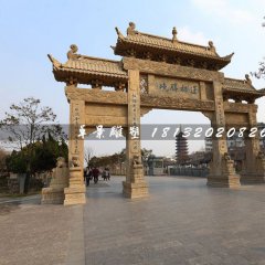 道路石牌坊，三門牌坊石雕