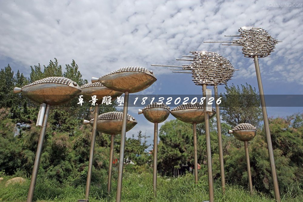 不銹鋼魚雕塑，公園景觀不銹鋼雕塑