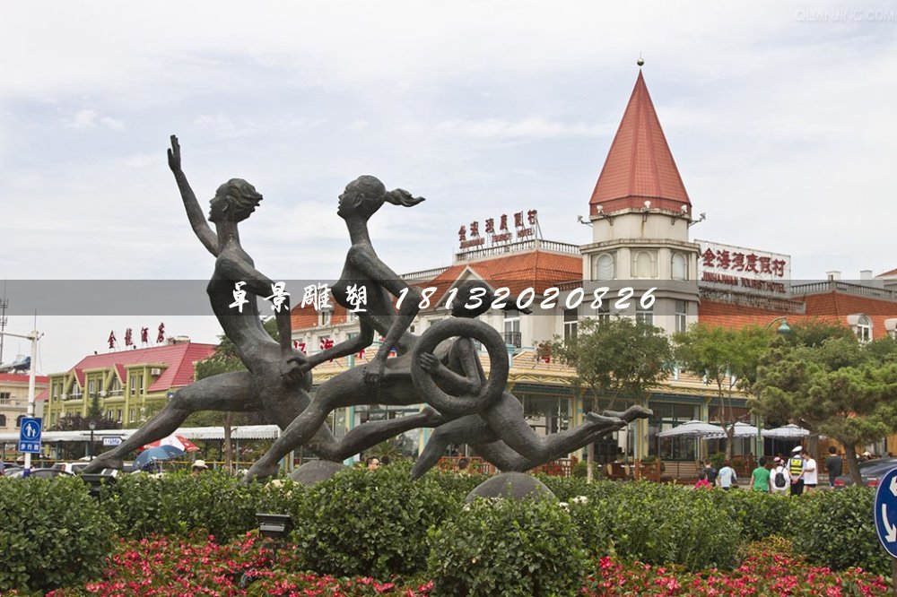 奔跑的少女銅雕，廣場景觀銅雕