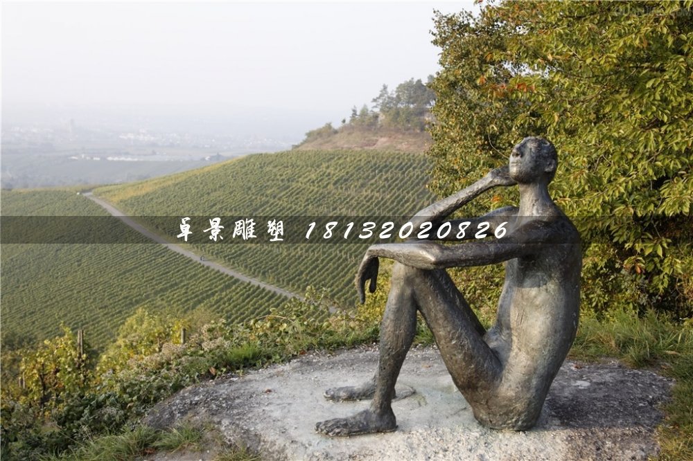 思考銅雕，抽象人物銅雕 (1)