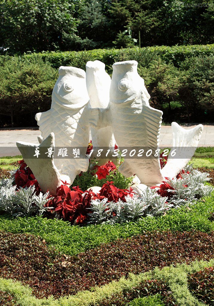公園石雕魚(yú)，噴水魚(yú)石雕