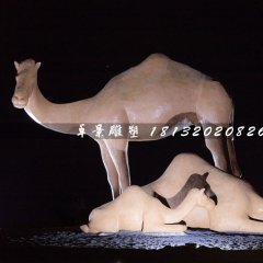 駱駝一家雕塑，玻璃鋼仿真動物雕塑