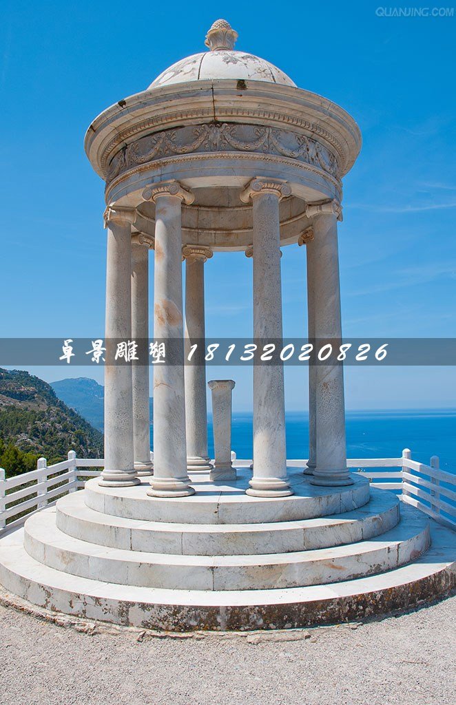 歐式圓頂涼亭石雕，公園石涼亭