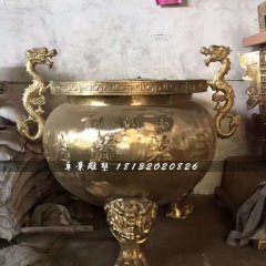 銅雕香爐，寺廟三足香爐銅雕