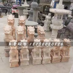 小型麒麟石雕，晚霞紅麒麟雕塑