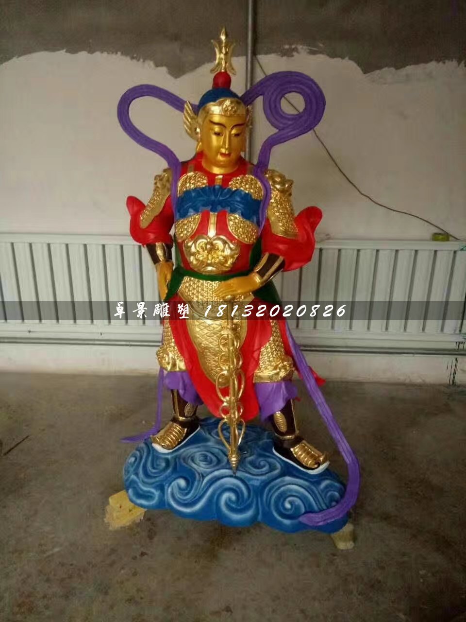 玻璃鋼彩繪韋陀菩薩，寺廟神仙雕塑