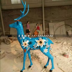 彩繪小鹿雕塑，玻璃鋼動物雕塑