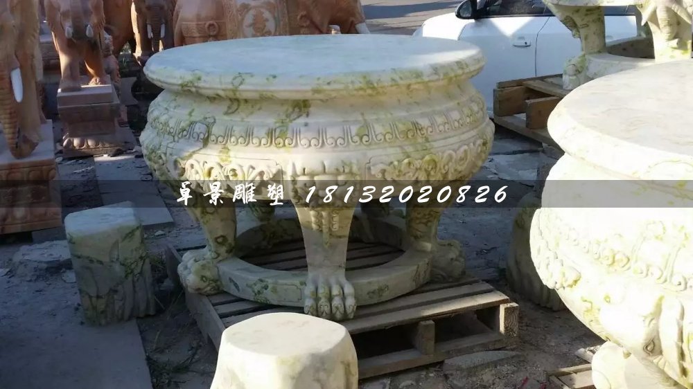 大理石圓桌，公園圓桌雕塑 (1)