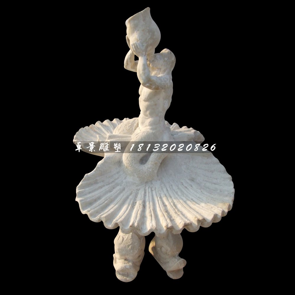 景觀石雕，晚霞紅人物石噴泉 (3)