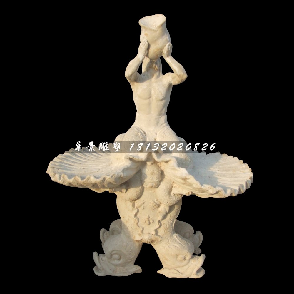 景觀石雕，晚霞紅人物石噴泉 (2)