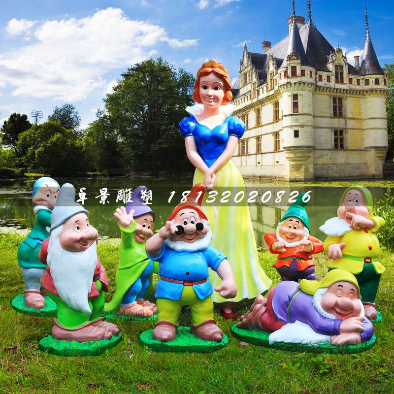 白雪公主與小矮人，玻璃鋼卡通人物 (3)