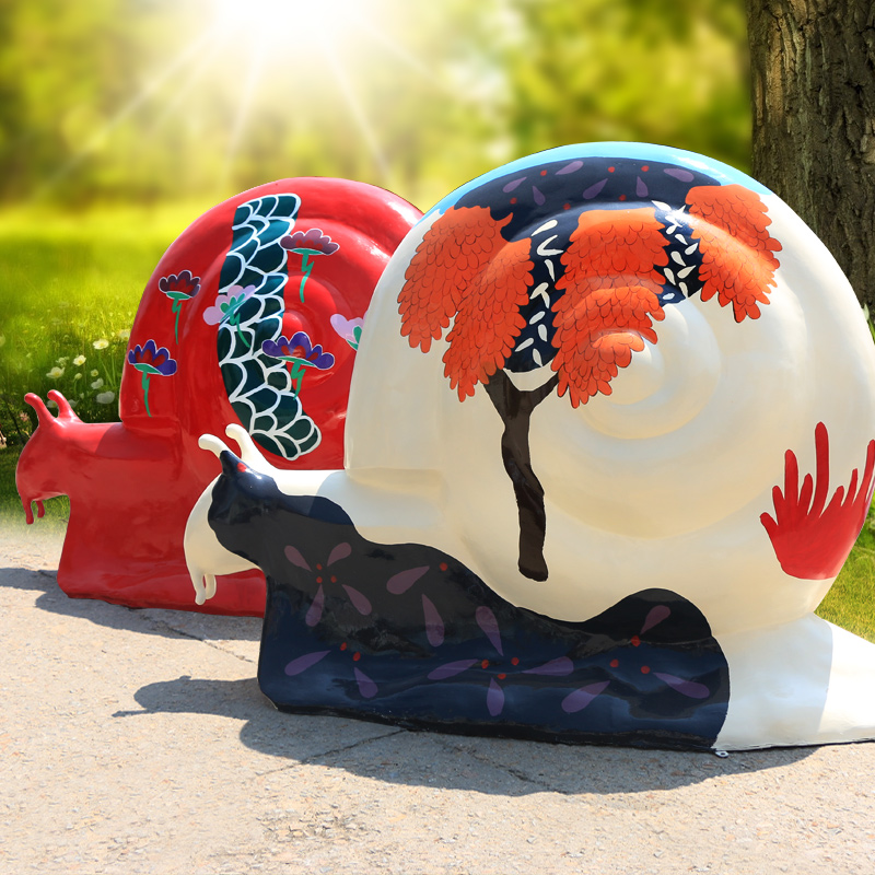 彩繪蝸牛雕塑，玻璃鋼景觀(guān)雕塑 (5)