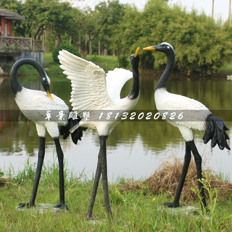 仿真動物雕塑，玻璃鋼仙鶴雕塑