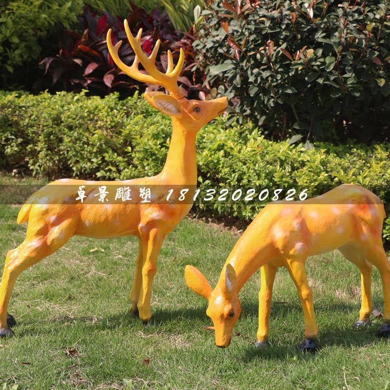 公園動物雕塑，玻璃鋼梅花鹿雕塑