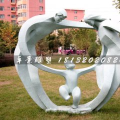 抽象人物石雕，公園天倫之樂石雕