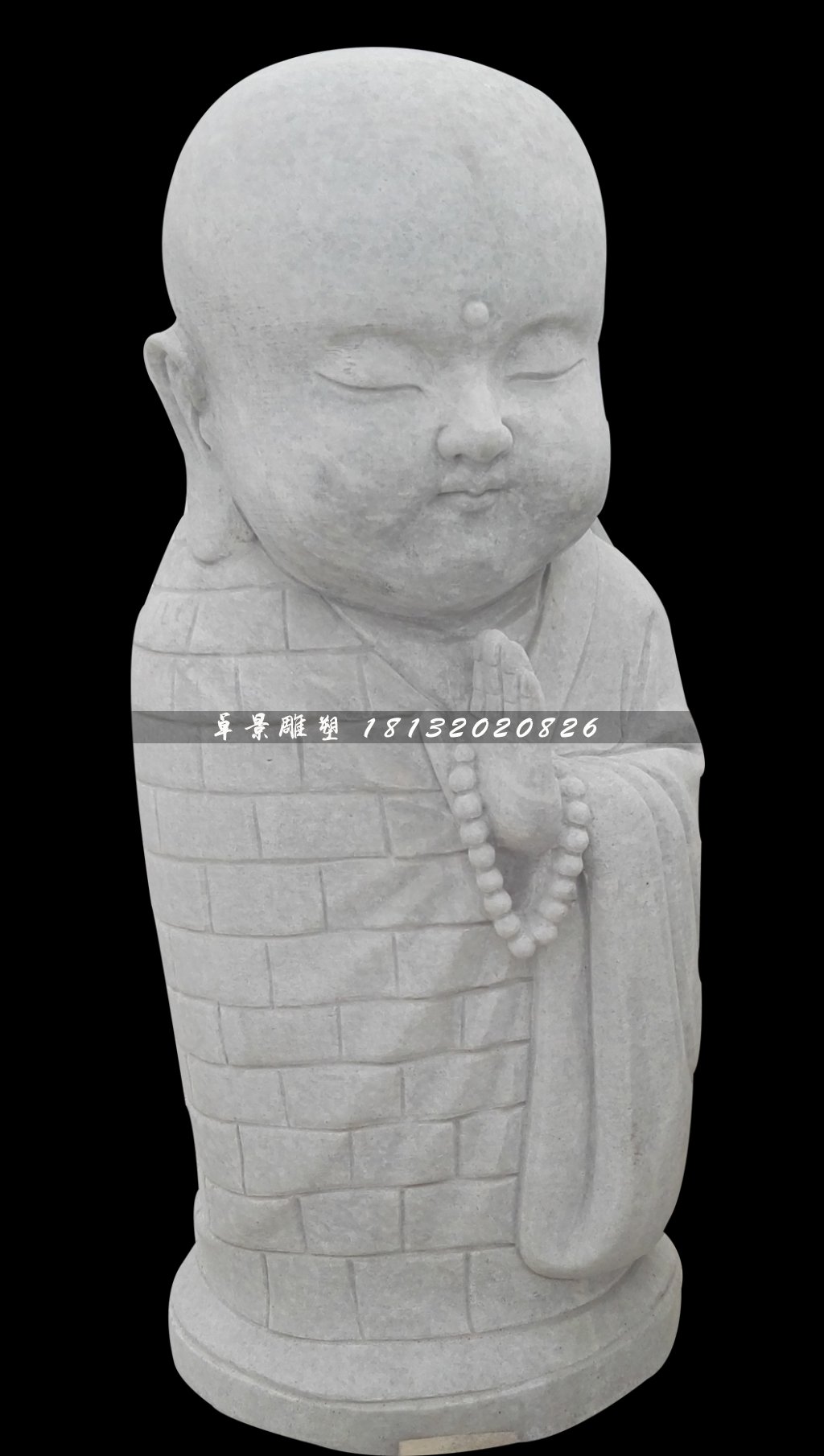 小和尚念經雕塑，人物石雕