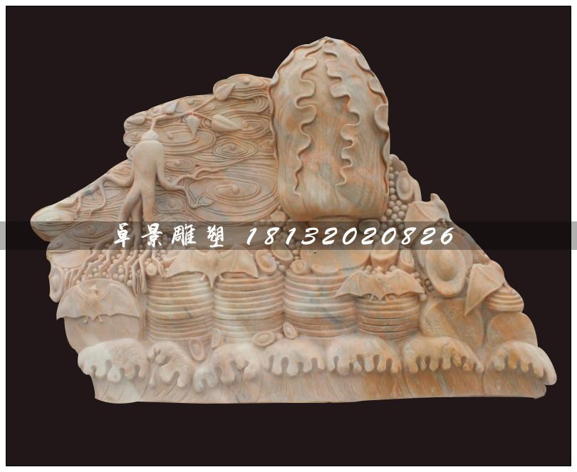 珍珠白菜石雕，招財白菜石雕