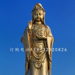 觀世音銅雕，立式觀音銅雕