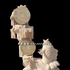 晚霞紅噴泉魚，招財魚石雕