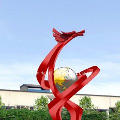 龍騰抽象雕塑不銹鋼企業雕塑