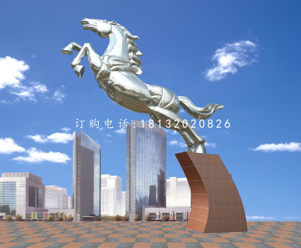 不銹鋼奔馬雕塑企業動物雕塑