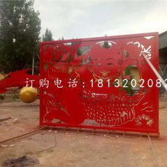 小孩鯉魚剪紙雕塑，不銹鋼景觀雕塑