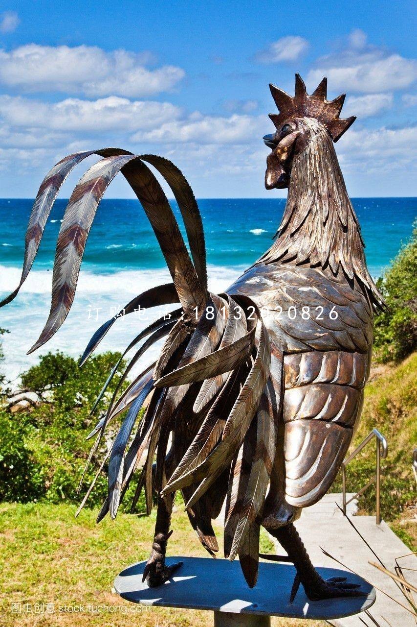 不銹鋼公雞雕塑，動(dòng)物雕塑