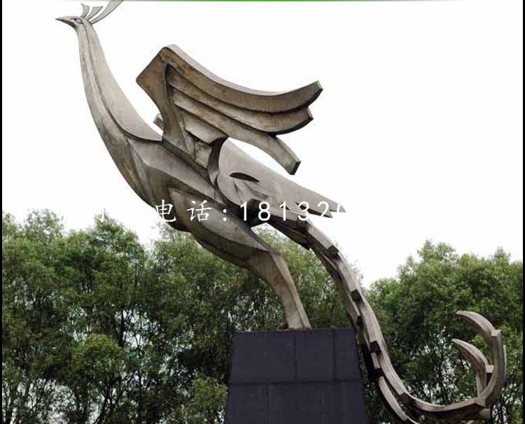 不銹鋼鳳凰，公園抽象動(dòng)物雕塑