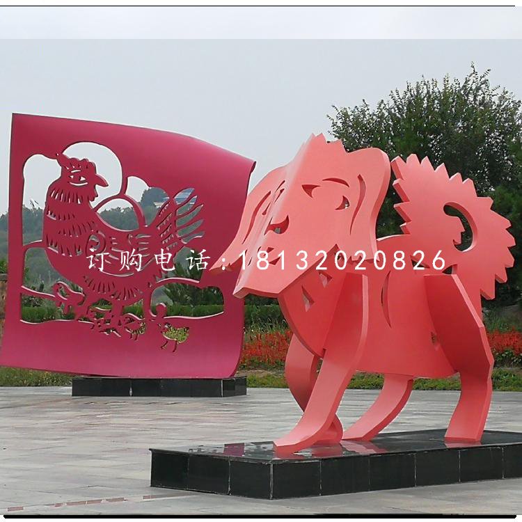 不銹鋼十二生肖，抽象動物雕塑 (4)