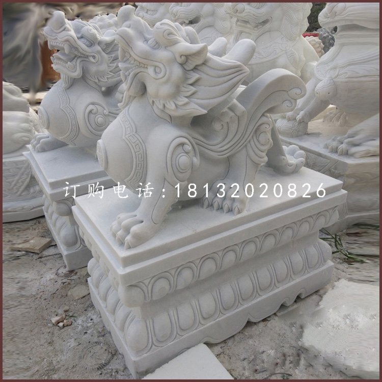 貔貅石雕，漢白玉貔貅