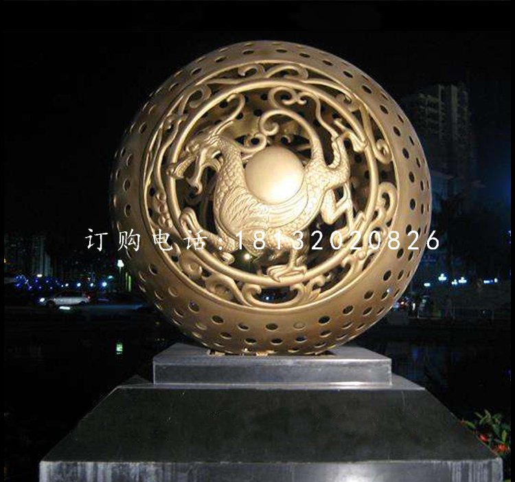 廣場(chǎng)鏤空球雕塑，景觀銅雕