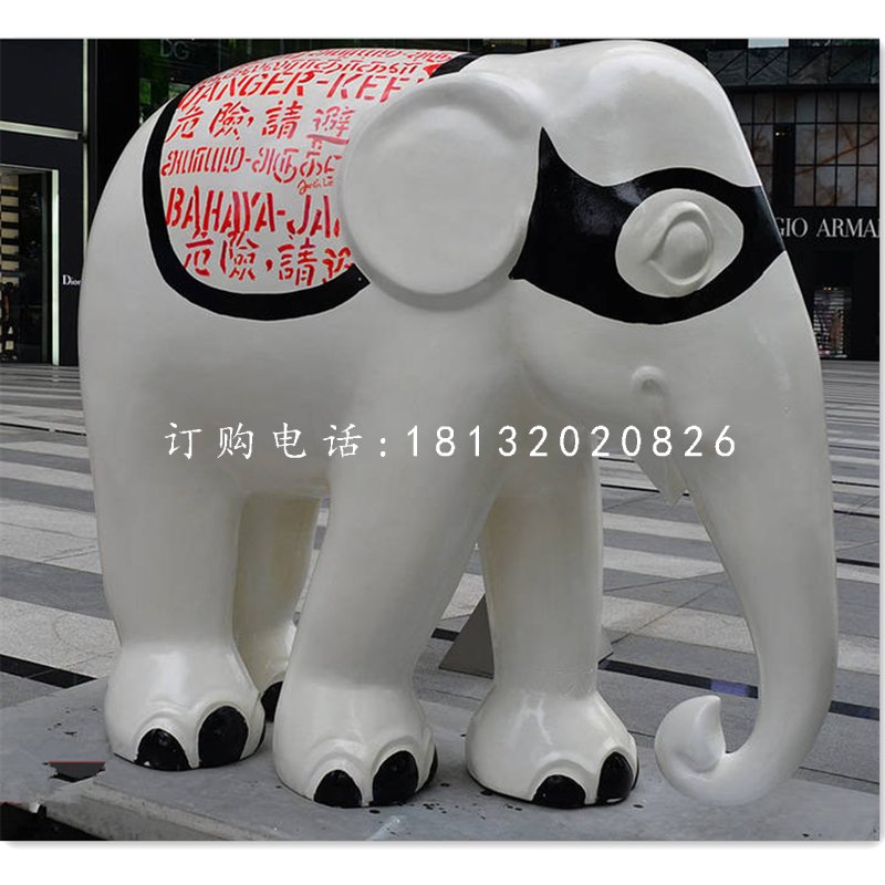 玻璃鋼彩繪大象，商場美陳雕塑 (2)