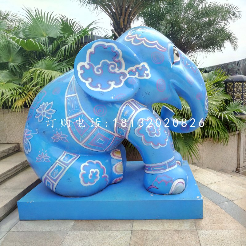 彩繪小象雕塑，商場景觀雕塑 (6)