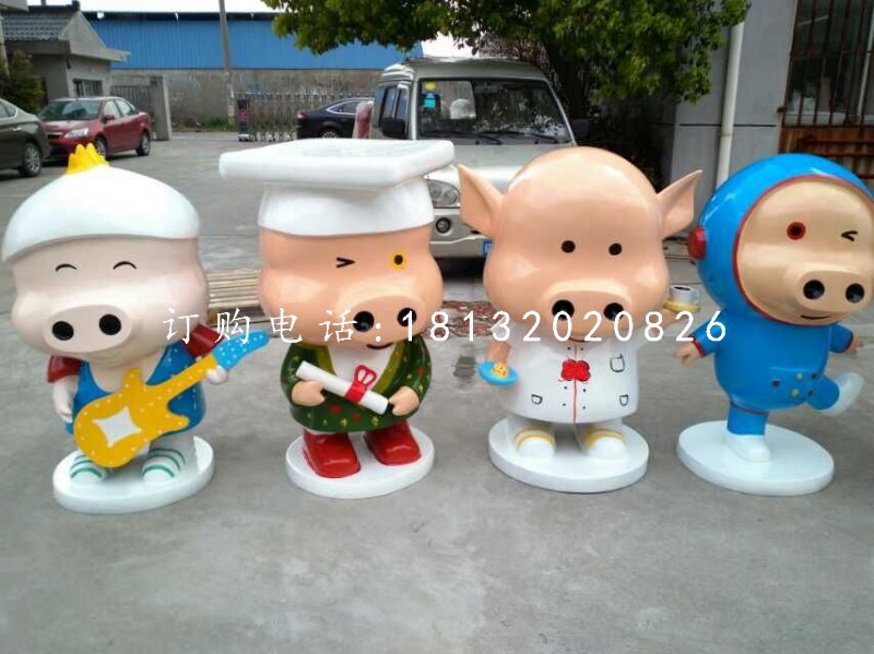 玻璃鋼麥兜雕塑，卡通雕塑