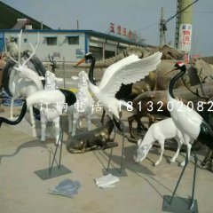 玻璃鋼丹頂鶴，仿真仙鶴雕塑