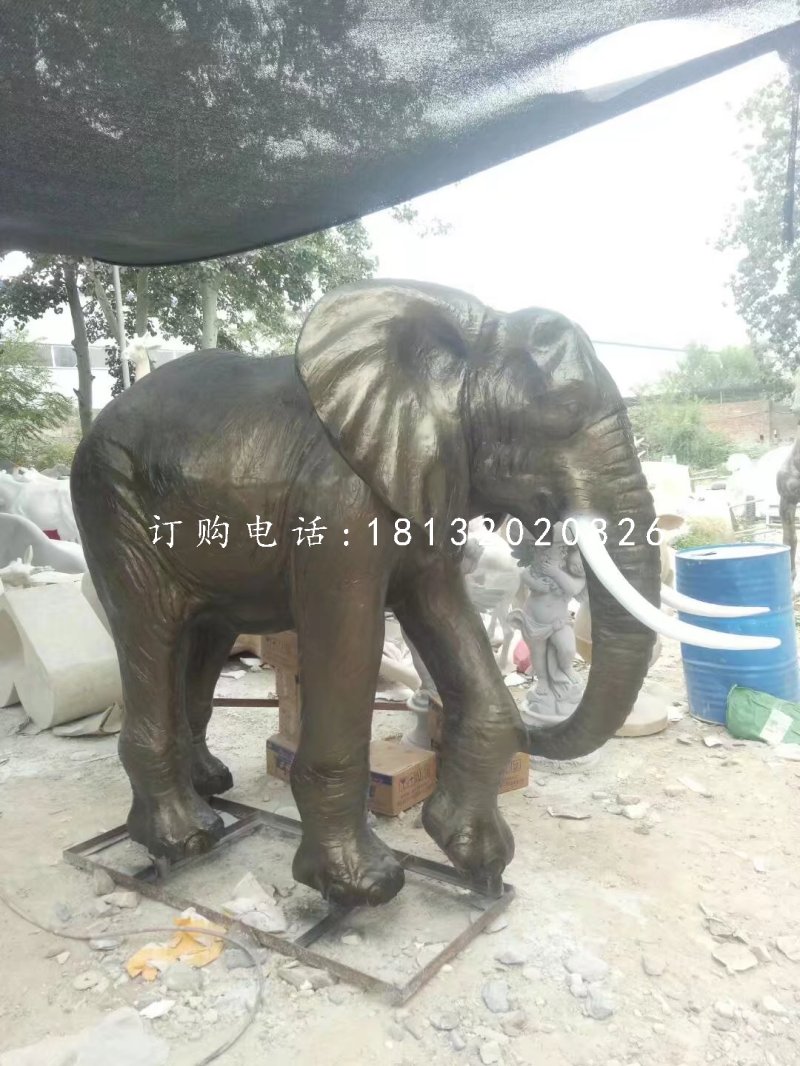 玻璃鋼仿銅大象雕塑，動(dòng)物雕塑