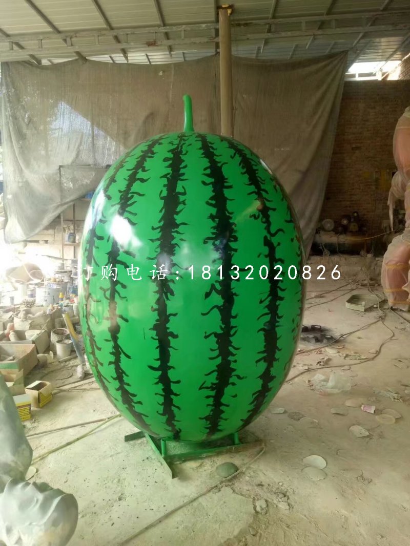 西瓜雕塑，玻璃鋼水果擺件 (2)
