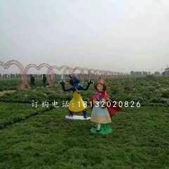 小紅帽與狼外婆雕塑，玻璃鋼卡通雕塑