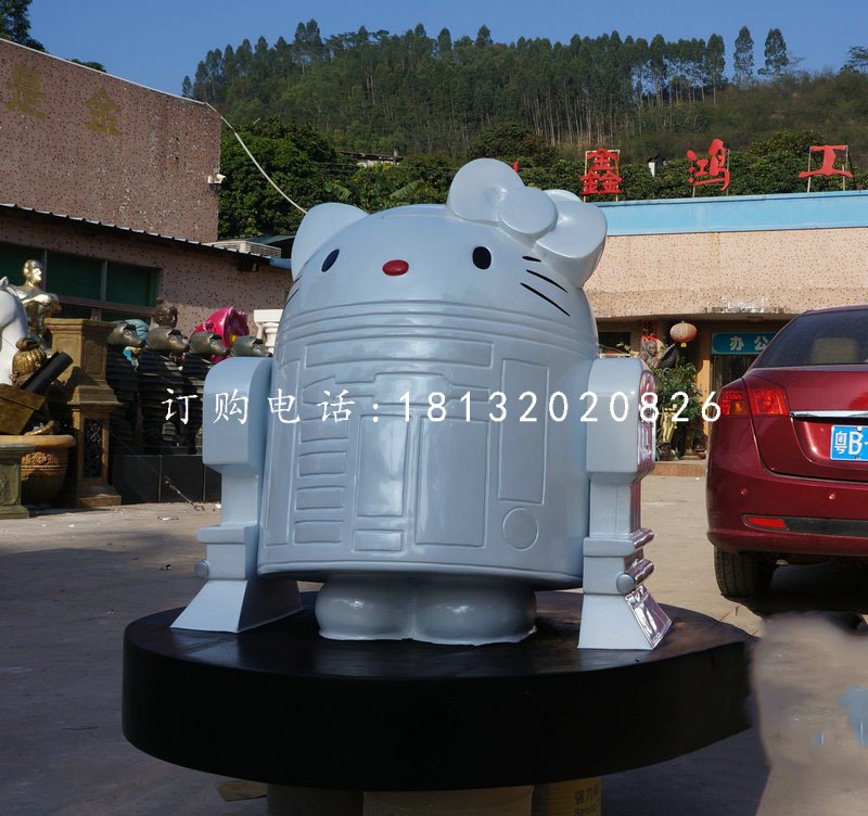 玻璃鋼機(jī)器凱蒂貓雕塑，卡通雕塑 