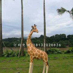 公園長(zhǎng)頸鹿雕塑，玻璃鋼動(dòng)物