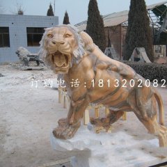 晚霞紅老虎雕塑，動(dòng)物石雕