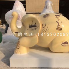 小象雕塑，玻璃鋼彩繪