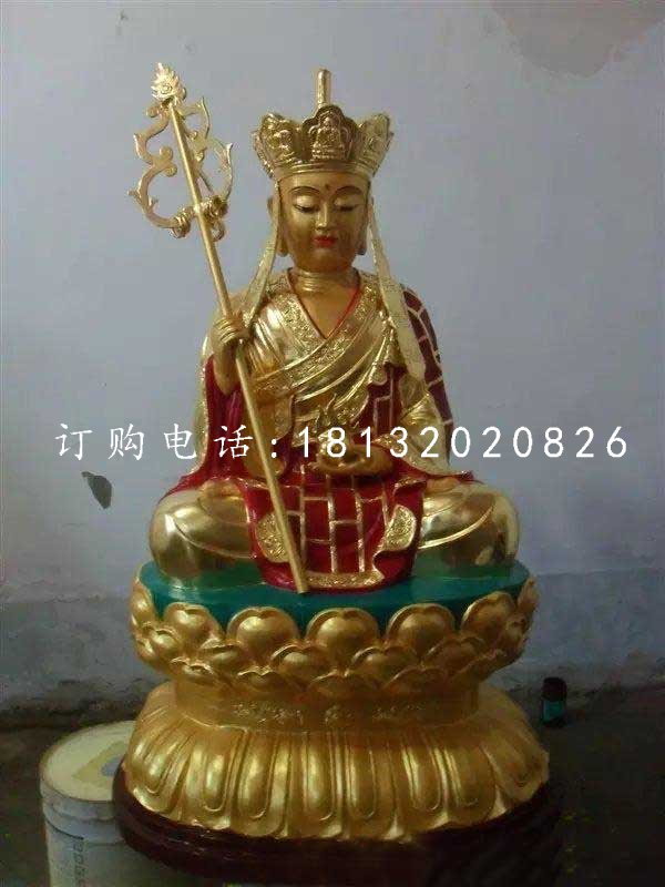 坐式地藏王，銅雕彩繪佛像