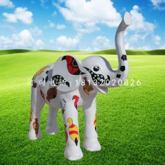 玻璃鋼彩繪小象，玻璃鋼動物雕塑